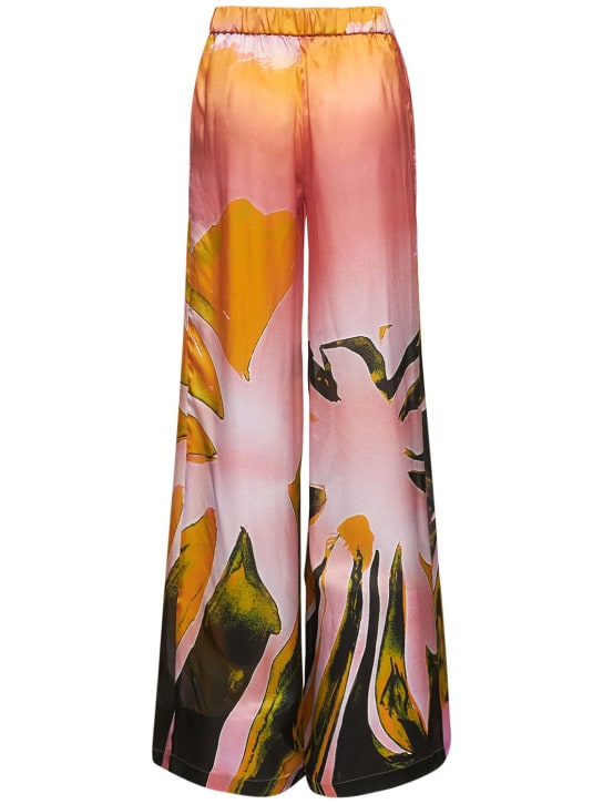 Louisa Ballou: Wide leg printed silk charmeuse pants