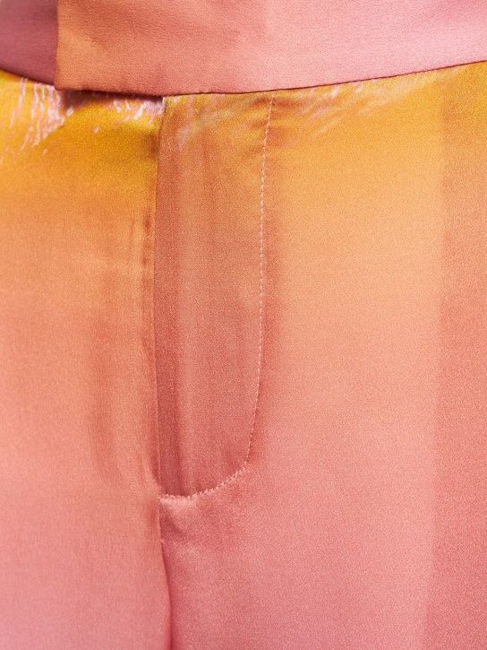 Louisa Ballou: Wide leg printed silk charmeuse pants
