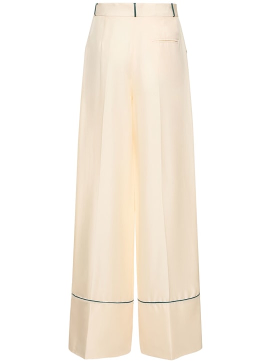 Bally: Seidensatinhose mit Lederborte