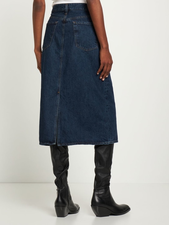 Goldsign: The Low slung cotton denim midi skirt