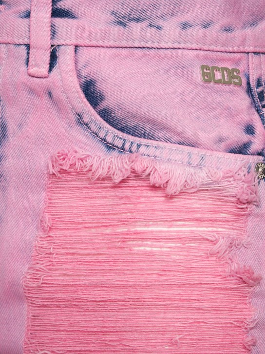 GCDS: Jupe longue cargo en denim effiloché