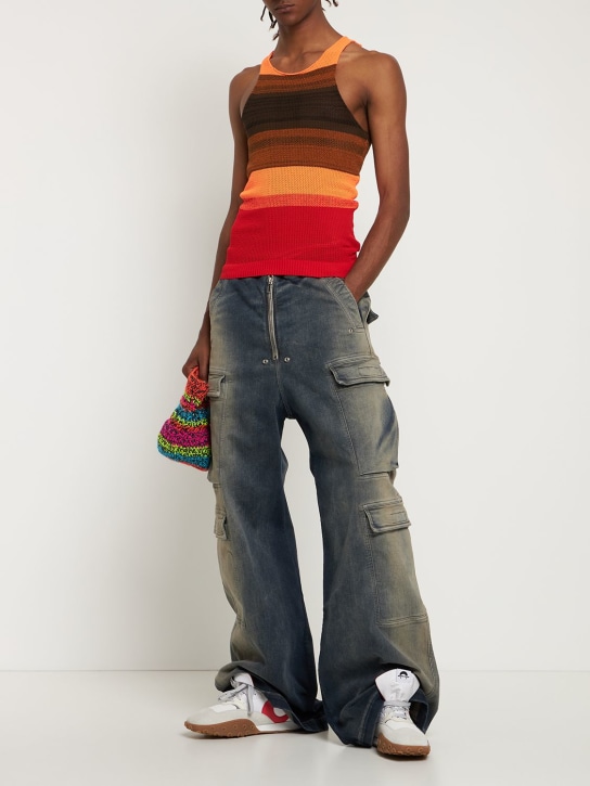 Agr: Striped stretch knit tank top