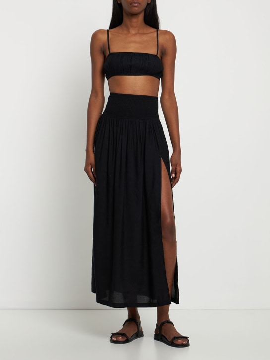 Weworewhat: Ruched linen blend bra top