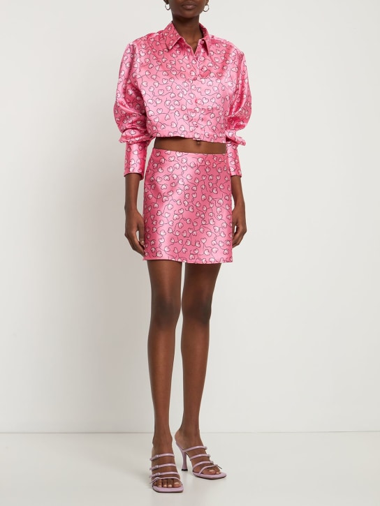 Rotate: Printed satin mini skirt