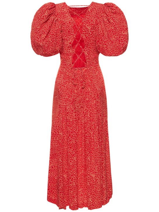 Rotate: Robe midi en viscose jacquard dos nu