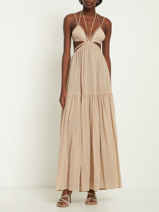 Nensi Dojaka: Triangle bra cutout belted long dress