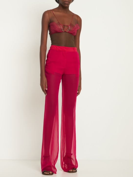 Nensi Dojaka: Pantalon évasé en georgette de soie