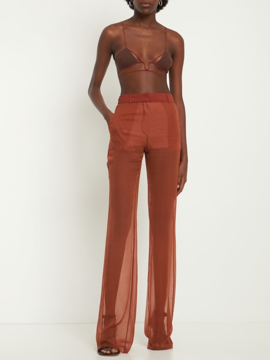 Nensi Dojaka: Silk georgette flared pants