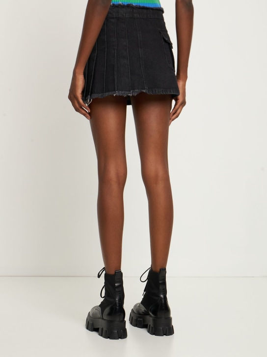 Andersson Bell: Jupe courte en denim plissé Apron