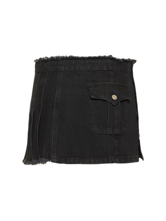 Andersson Bell: Jupe courte en denim plissé Apron