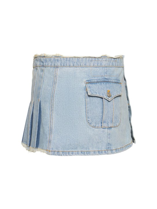 Andersson Bell: Jupe courte en denim plissé Apron