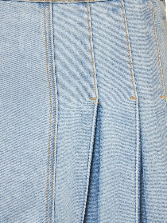 Andersson Bell: Jupe courte en denim plissé Apron