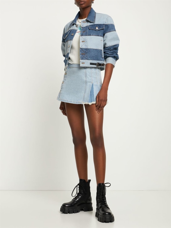 Andersson Bell: Jupe courte en denim plissé Apron