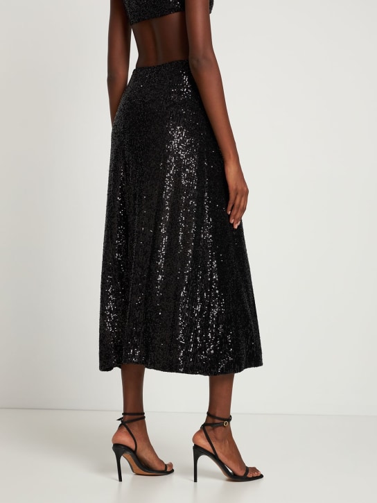 Gauchere: Jupe midi en sequins taille haute