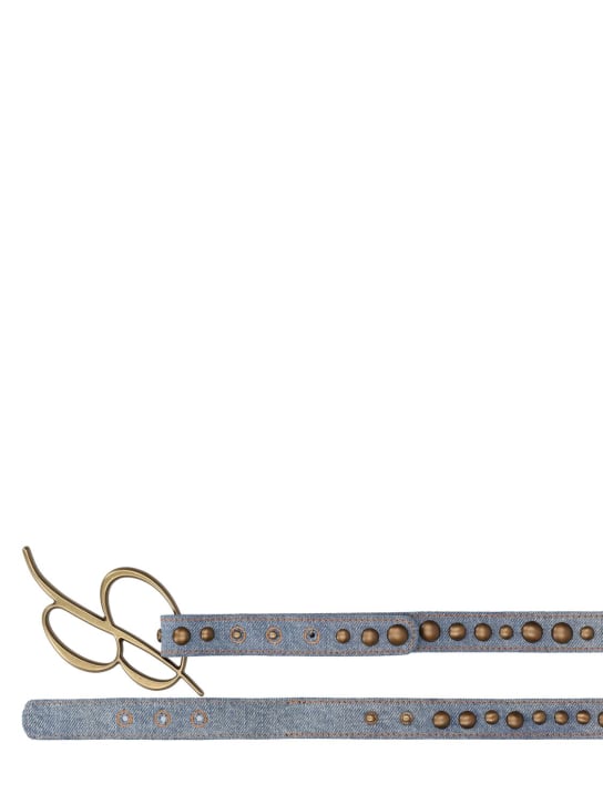 Blumarine: Ceinture en denim clouté à logo