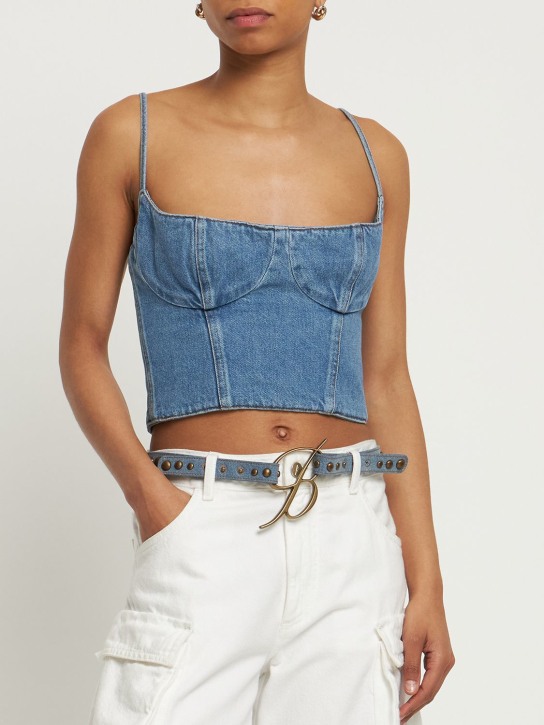 Blumarine - Ceinture en denim clouté à logo