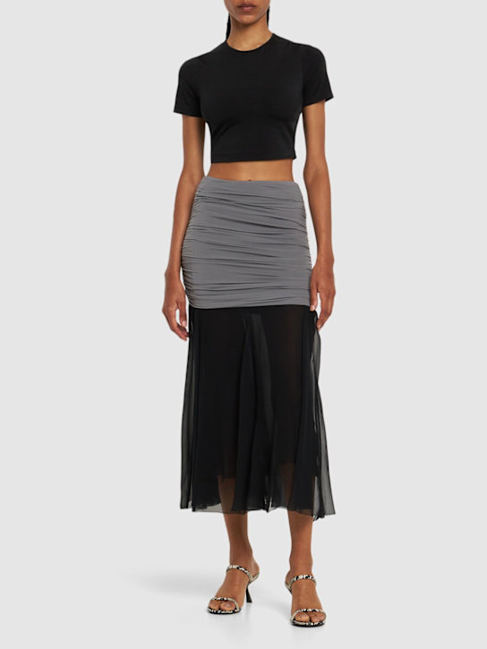 Tory Burch - Jupe longue en soie et mousseline de jersey
