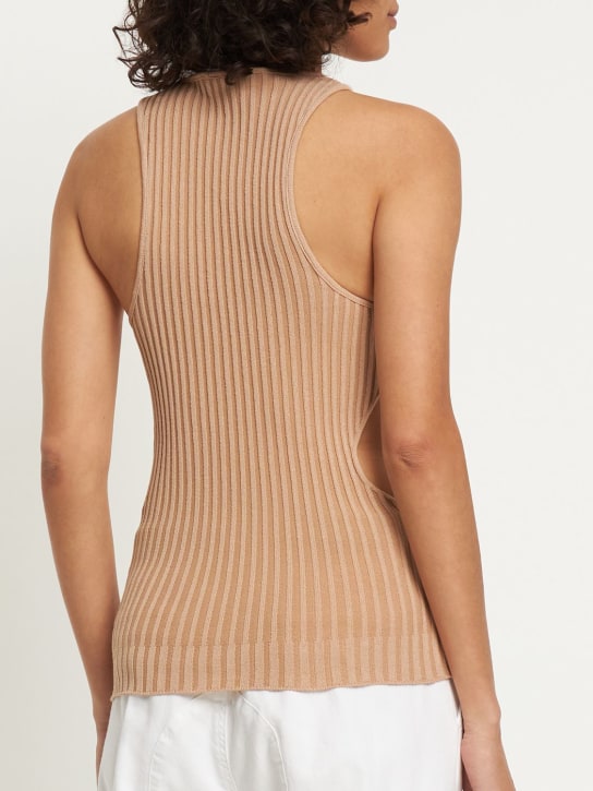Andreadamo: Rib knit viscose tank top w/cutouts