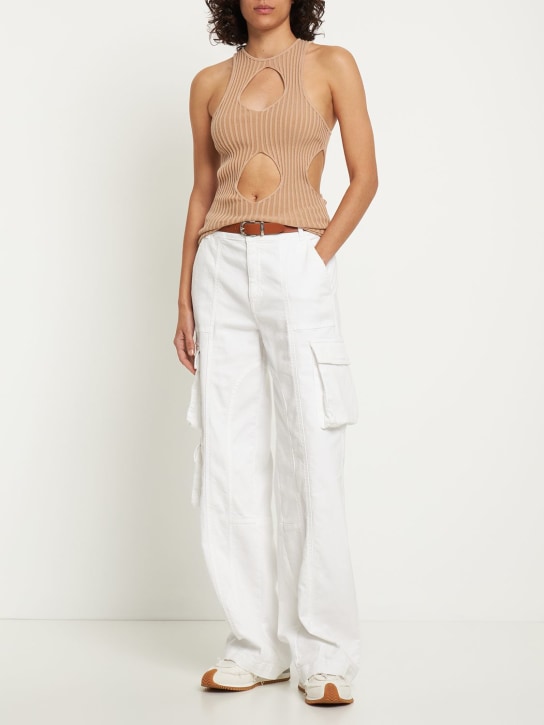 Andreadamo: Rib knit viscose tank top w/cutouts