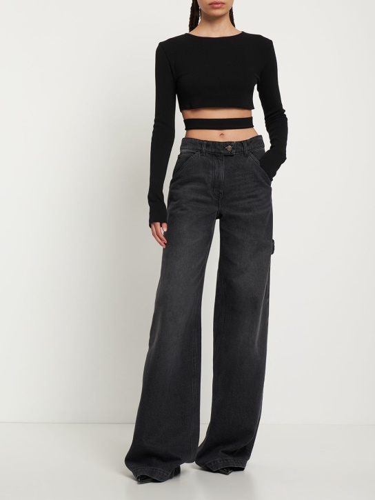 Andreadamo - Stretch knit crop top w/ cutout belt