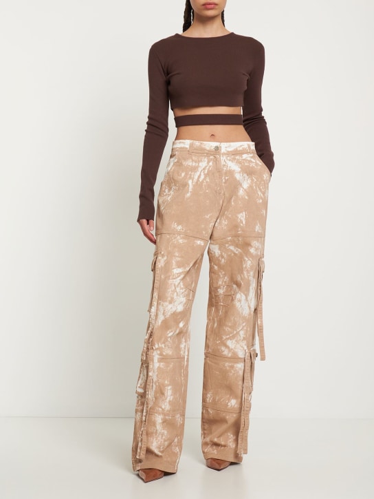 Andreadamo: Stretch knit crop top w/ cutout belt