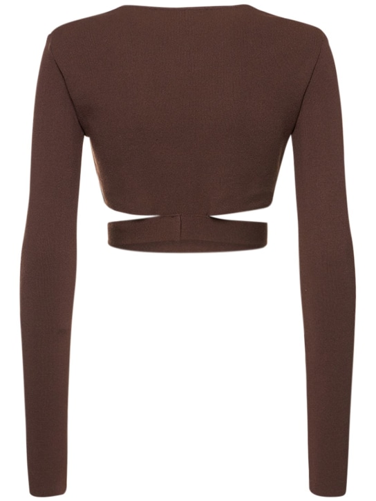 Andreadamo: Stretch knit crop top w/ cutout belt