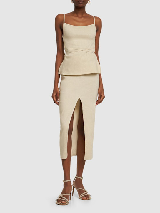 Anemos - Jupe midi en lin stretch The Front Slit