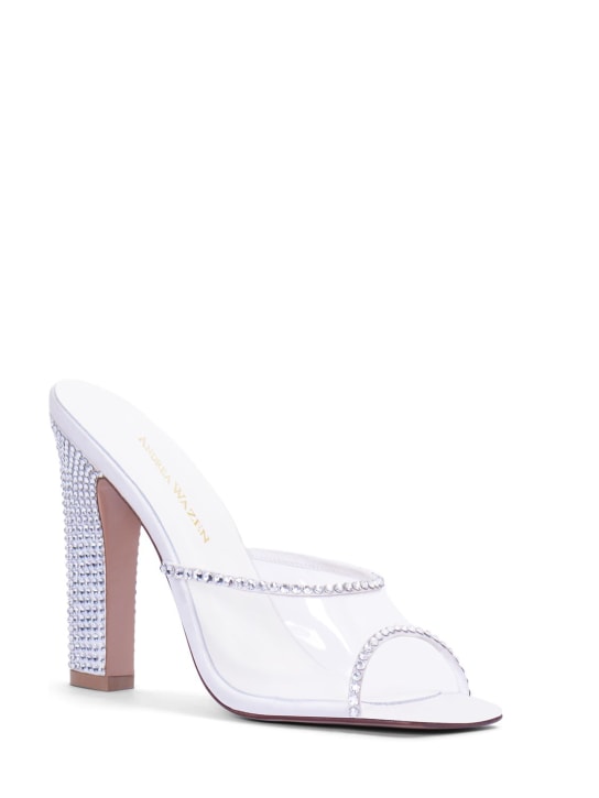 Andrea Wazen: Mules en PVC et cristaux Gloria 90 mm