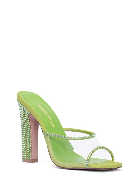 Andrea Wazen: Mules en PVC et cristaux Gloria 90 mm
