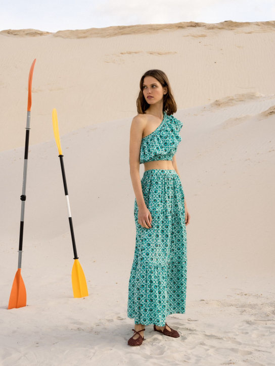 Maria de la Orden: Crop top Pampi in popeline stampato