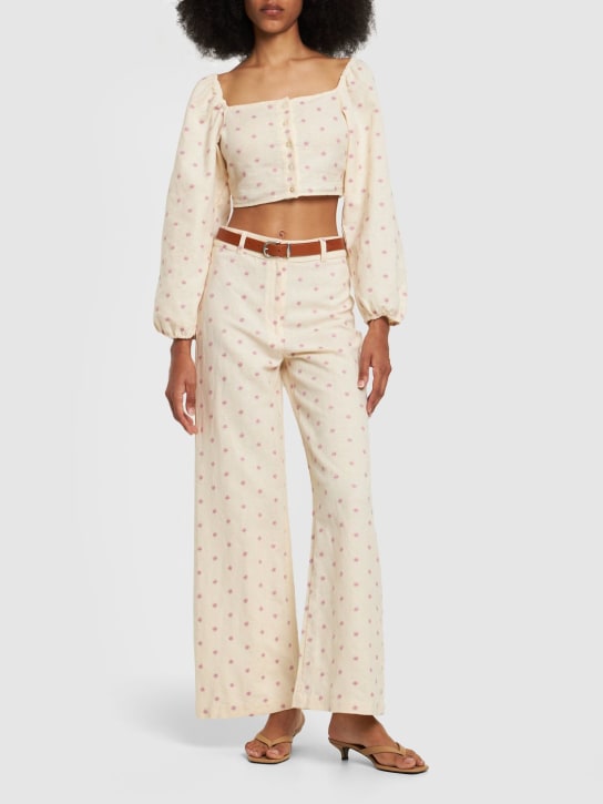 Maria de la Orden - Crop top Cannes in tela con ricami