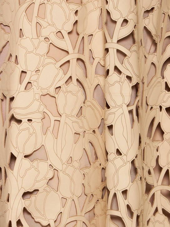 Oscar De La Renta: Laser-cut belted midi dress