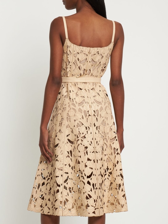 Oscar De La Renta: Laser-cut belted midi dress
