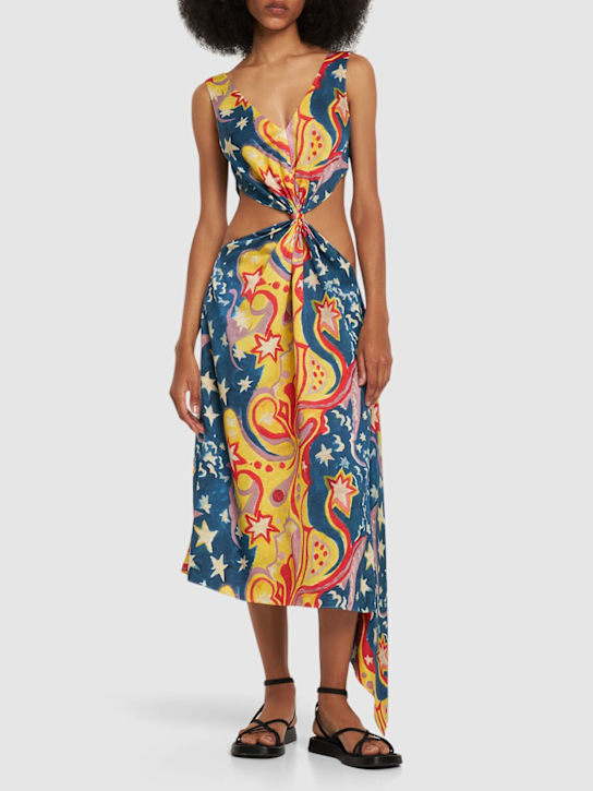 Marni - Midikleid aus Enverssatin mit Druck