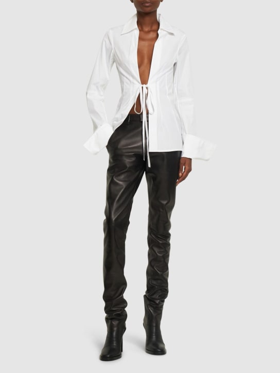 Ann Demeulemeester: Pantalon skinny en cuir taille mi-haute Shania