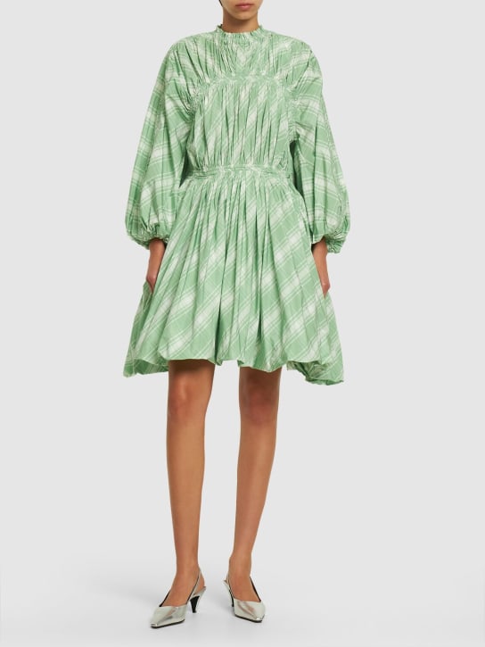 Jil Sander: Robe courte à carreaux manches longues