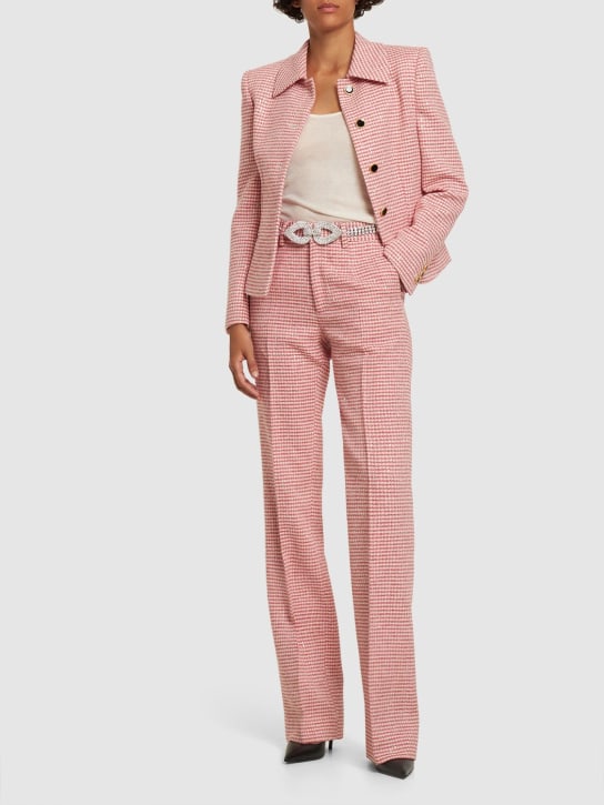 Alessandra Rich: Pantaloni vita alta in tweed con paillettes