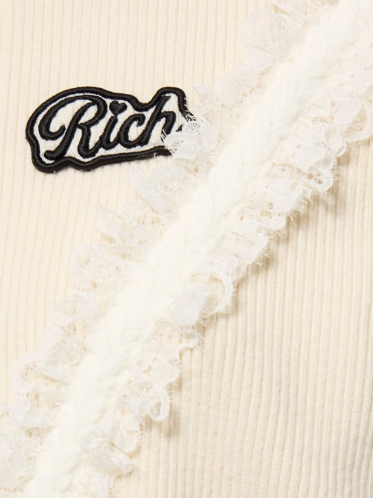 Alessandra Rich: Giacca cropped collo alto in maglia a costine