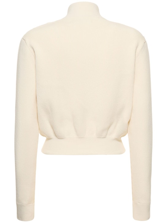 Alessandra Rich: Giacca cropped collo alto in maglia a costine