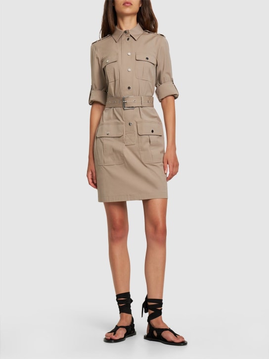 Michael Kors Collection: Belted cotton poplin mini cargo dress