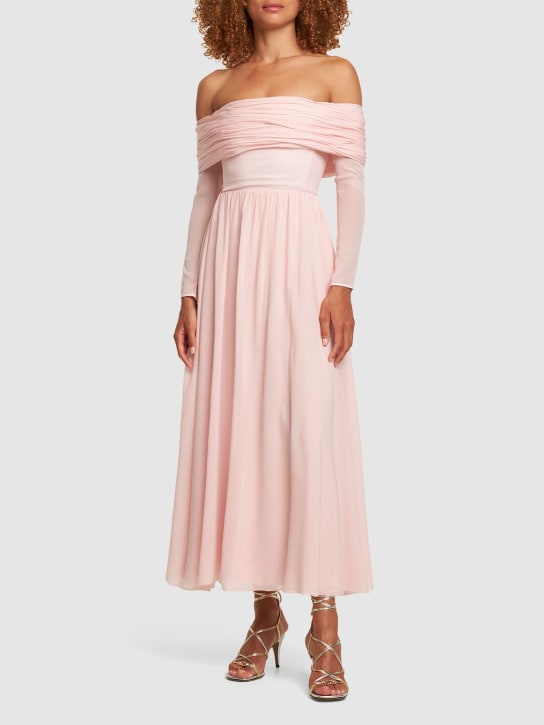 Giambattista Valli - Robe en georgette de soie à col bardot