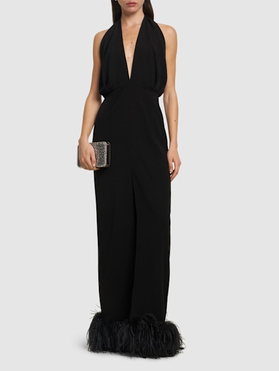 16arlington: Isolde crepe midi dress w/ feathers