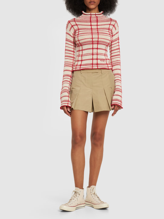 Marni: Checked wool blend turtleneck sweater