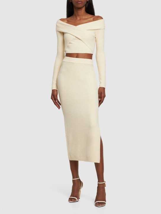 SIMKHAI: Aiden off-shoulder stretch viscose top