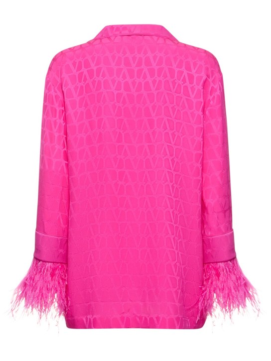 Valentino: Camicia in seta jacquard con piume