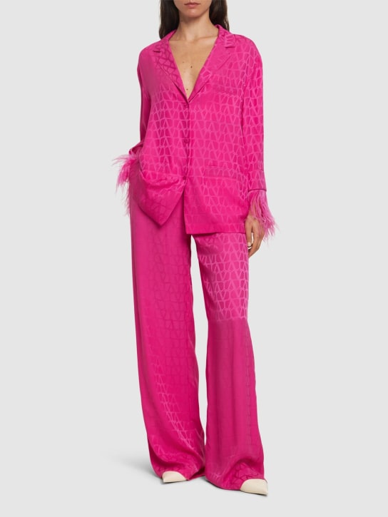 Valentino: Camicia in seta jacquard con piume