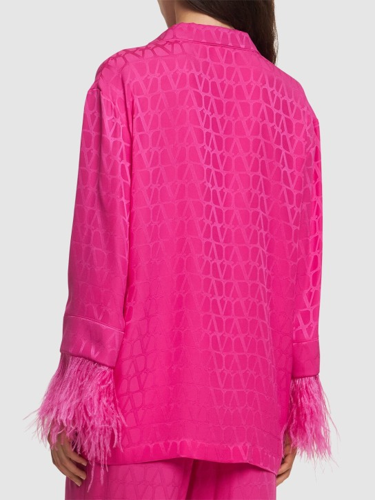Valentino: Camicia in seta jacquard con piume