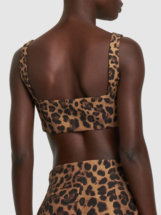 Valentino: Leopard print wool & silk crepe crop top
