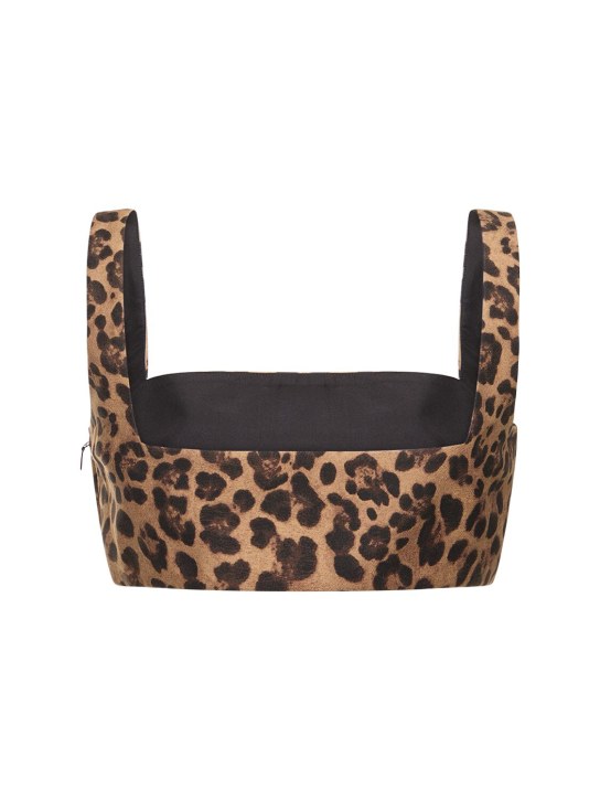 Valentino: Leopard print wool & silk crepe crop top