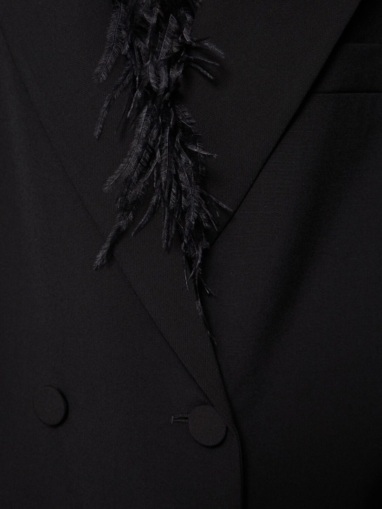 Valentino: Cappotto doppiopetto in lana / piume